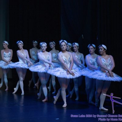 Swan lake dancers on stage